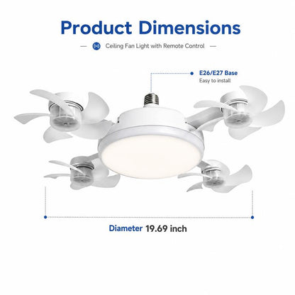 TrueBreeze — Screw-In Ceiling Fan with LED Light, No Wiring Required, Remote Control, 3 Speeds, 3 Color Temps