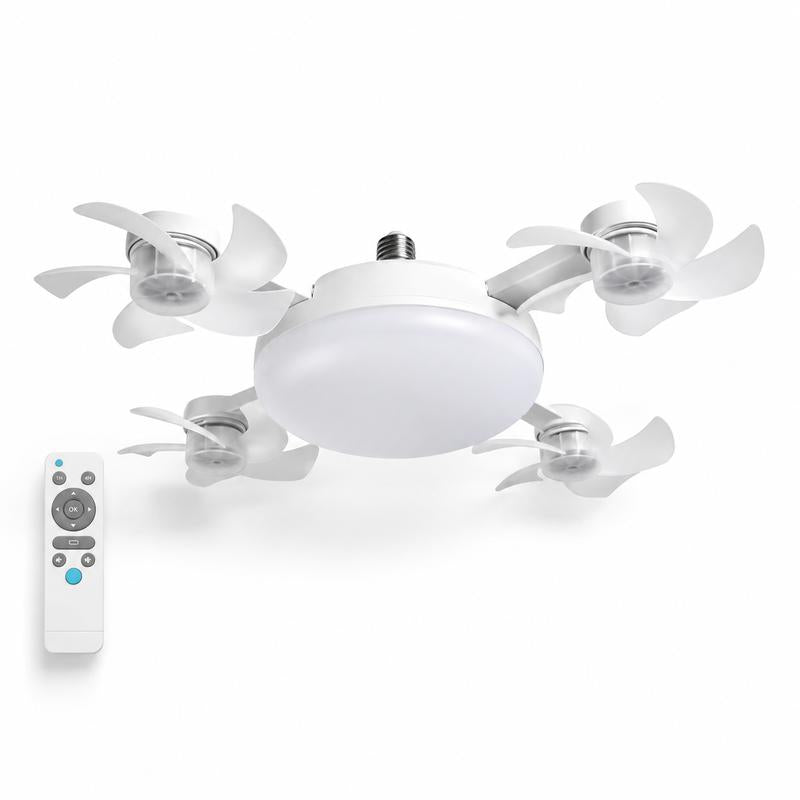 TrueBreeze — Screw-In Ceiling Fan with LED Light, No Wiring Required, Remote Control, 3 Speeds, 3 Color Temps