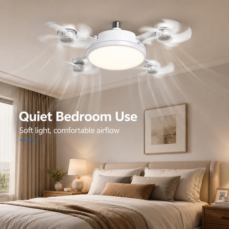 TrueBreeze — Screw-In Ceiling Fan with LED Light, No Wiring Required, Remote Control, 3 Speeds, 3 Color Temps